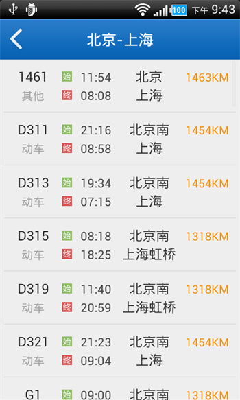 火车时间表